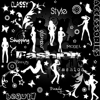 Background with women silhouettes and typography
