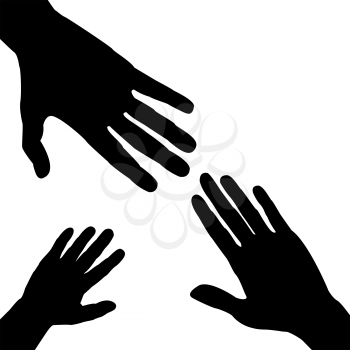 Silhouettes of three hands
