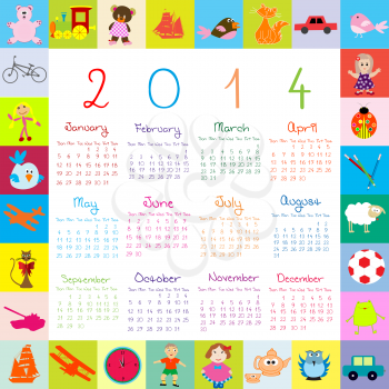 2014 Calendar with toys for kids
