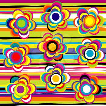 Royalty Free Clipart Image of a Flower and Striped Background