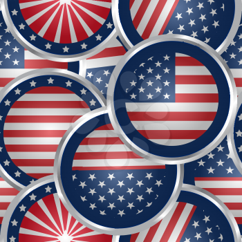 Royalty Free Clipart Image of an American Flag Button Background