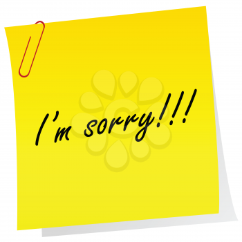 Yellow note with I'm sorry message