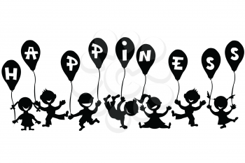 Doodle children with balloons