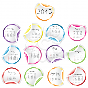 2015 Calendar with round glossy stickers