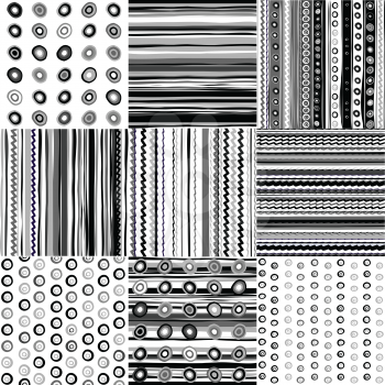 Set of black and white doodle patterns
