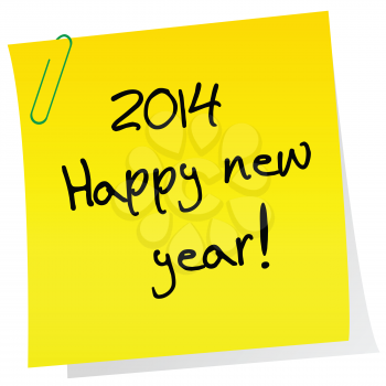 Sticker note with 2014 Happy New Year message