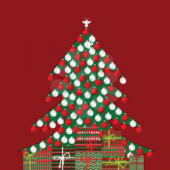 Holiday background with Christmas tree and gift boxes