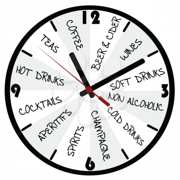 Bar menu in the form of a clock