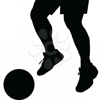 Man feet silhouette with ball