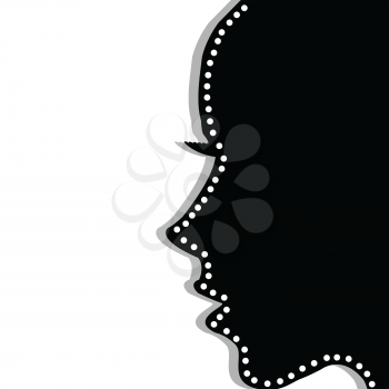 Stylized woman profile over white background