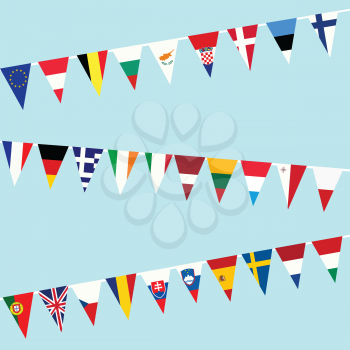 Bunting of flags from European Union