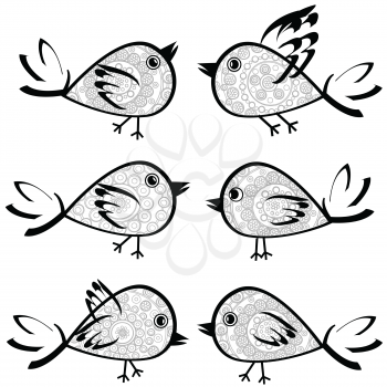 Set of patterned birds