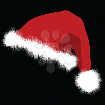 Santa Claus red hat isolated on black background