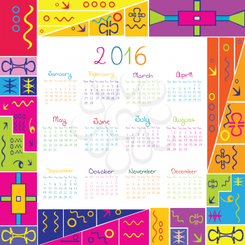 2016 calendar with frame for kids