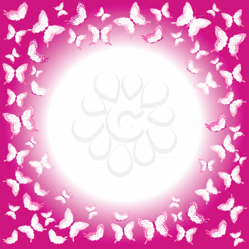 Pink butterflies border with place for your text