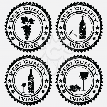 Grunge rubber stamps with wine symbols