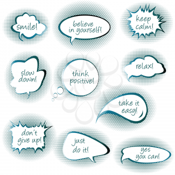 Set of chat bubbles with motivational and positive thinkiins messages