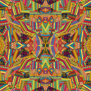 Seamless pattern with colored ethnic motifs patches