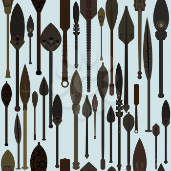 Wooden old paddles seamless background