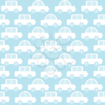 Blue baby boy seamless background with cartoon cars