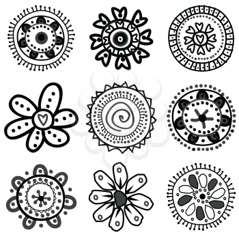Collection of doodle flowers