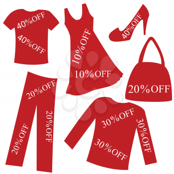 Red clothing with sale percent discount