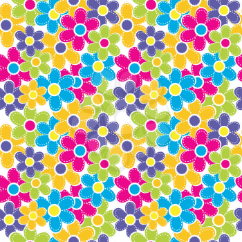 Colorful seamless background with sewing flowers