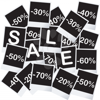 Sale concept with sale percents on photo frames