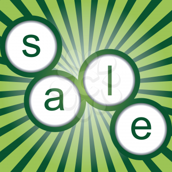Sale poster with sunburst and round shapes