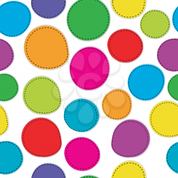 Colorful seamless pattern with round shapes on white background