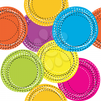 Colorful seamless pattern with sewing round shapes