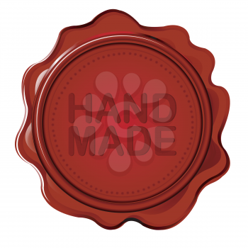 Hand made wax seal against white background