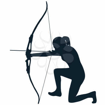 Silhouette of a female archer with bow and arrow