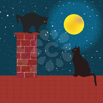 Black cats on the roof