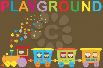 Playground announcement with cartoon train