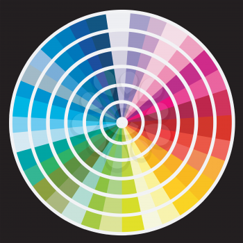 Color round palette samples on black background