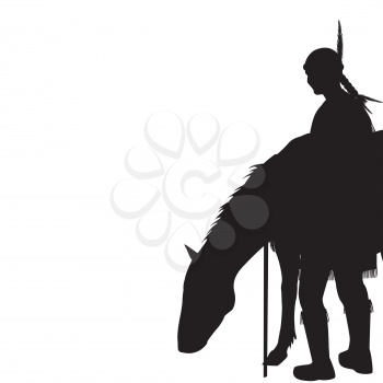 Native American Indian silhouette with horse