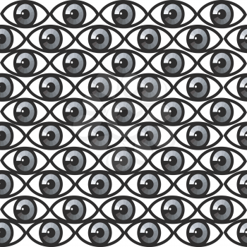 Black and white seamless pattern with stylized eyes