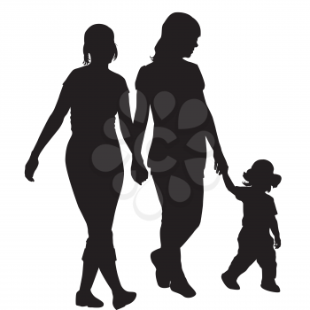 Lesbian family silhouettes with kid