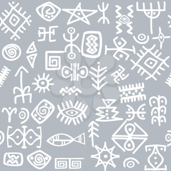 Ancient symbols set seamless pattern