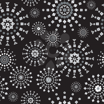 Round geometrical flowers seamless pattern