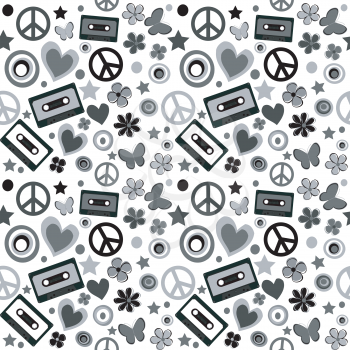 Black and white flower power background
