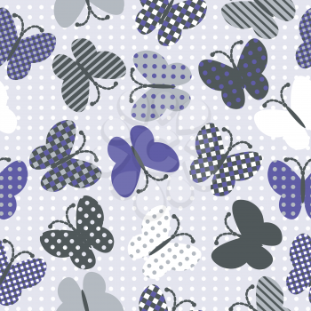 Seamless background with patterned butterflies