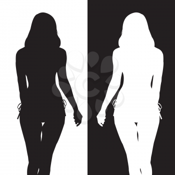 Black and white woman silhouette