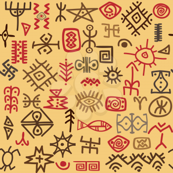 Hand drawn ethnic symbols bacgrond