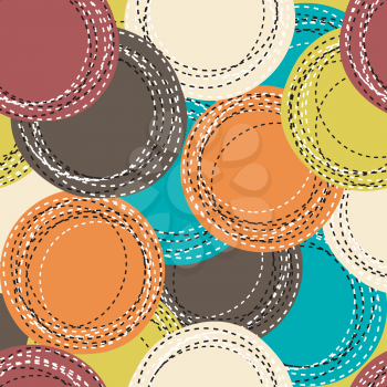 Vintage seamless pattern with sewing round shapes