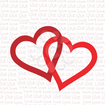 Love background with txo linked hearts