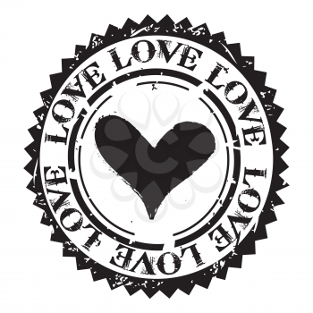 Love rubber stamp on white background