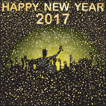 Group of  people silhouettes celebrating New Year's Eve, 2017