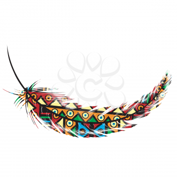 Ethnic tribal motifs feather on white background